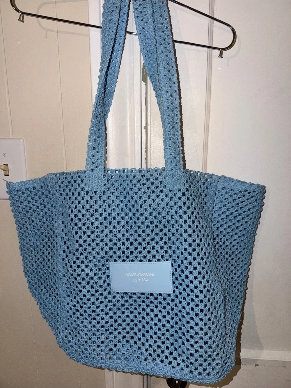 Dolce & Gabbana Light Blue Knit Tote Bag